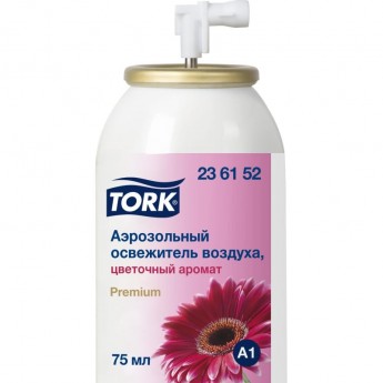 Освежитель аэрозольный TORK PREMIUM A1 75 мл цветочный, картридж для диспенсера Освежитель аэрозольный TORK PREMIUM A1 75 мл цветочный, картридж для диспенсера