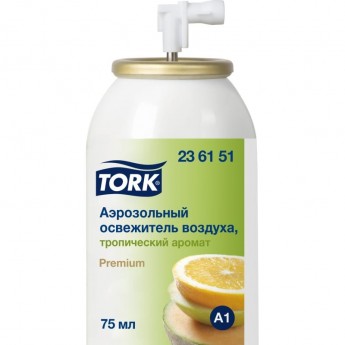 Освежитель аэрозольный TORK PREMIUM А1 75 мл тропический, картридж для диспенсера Освежитель аэрозольный TORK PREMIUM А1 75 мл тропический, картридж для диспенсера